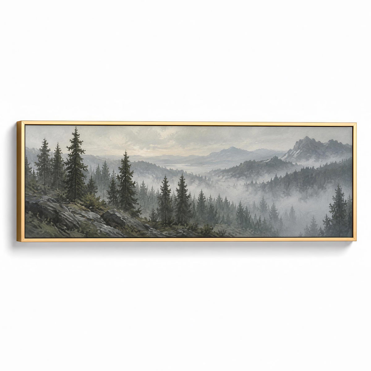 Misty Pines Canvas Print Gold Wall Art - Melrose Editions