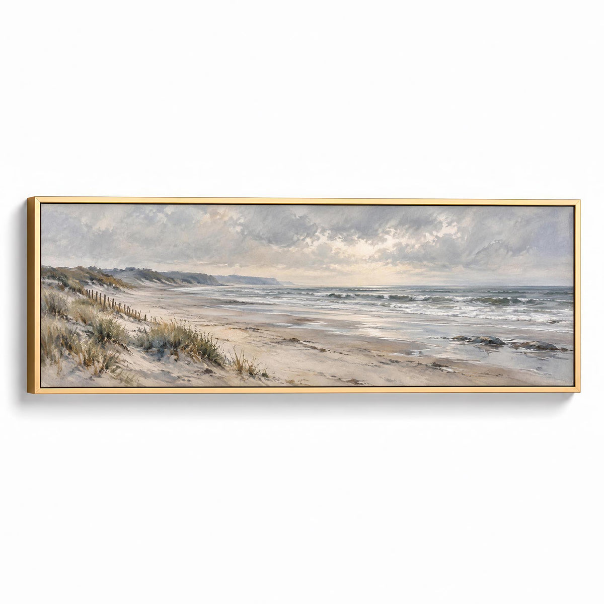 Pale Beach Canvas Print Gold Wall Art - Melrose Editions