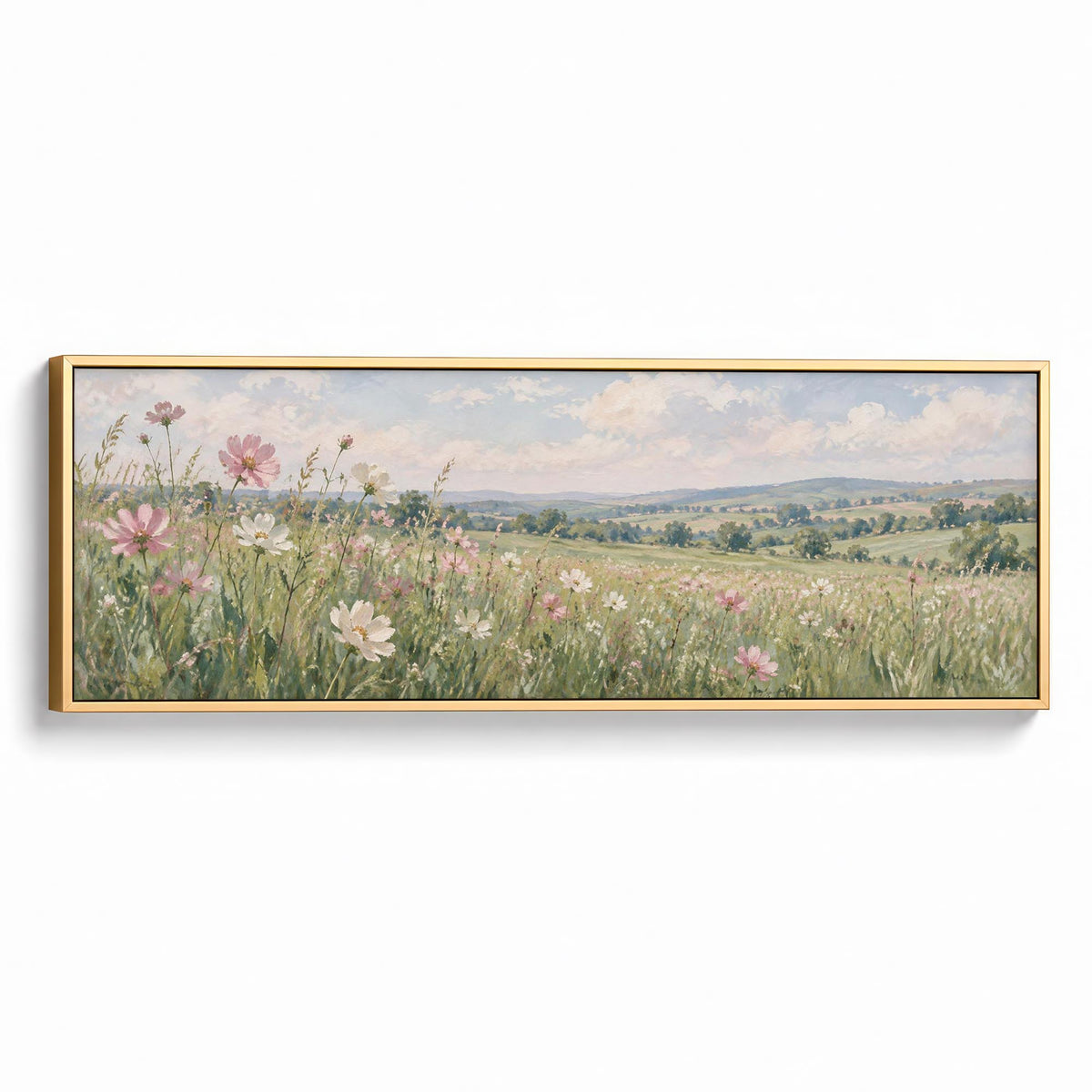 Pink Meadow Canvas Print Gold Wall Art - Melrose Editions