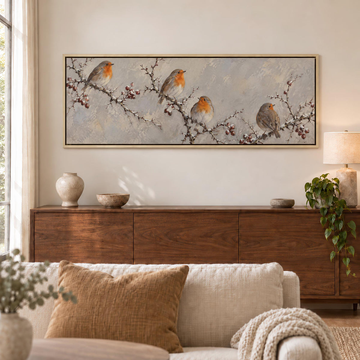 Resting Robins Canvas Print Wall Art - Melrose Editions