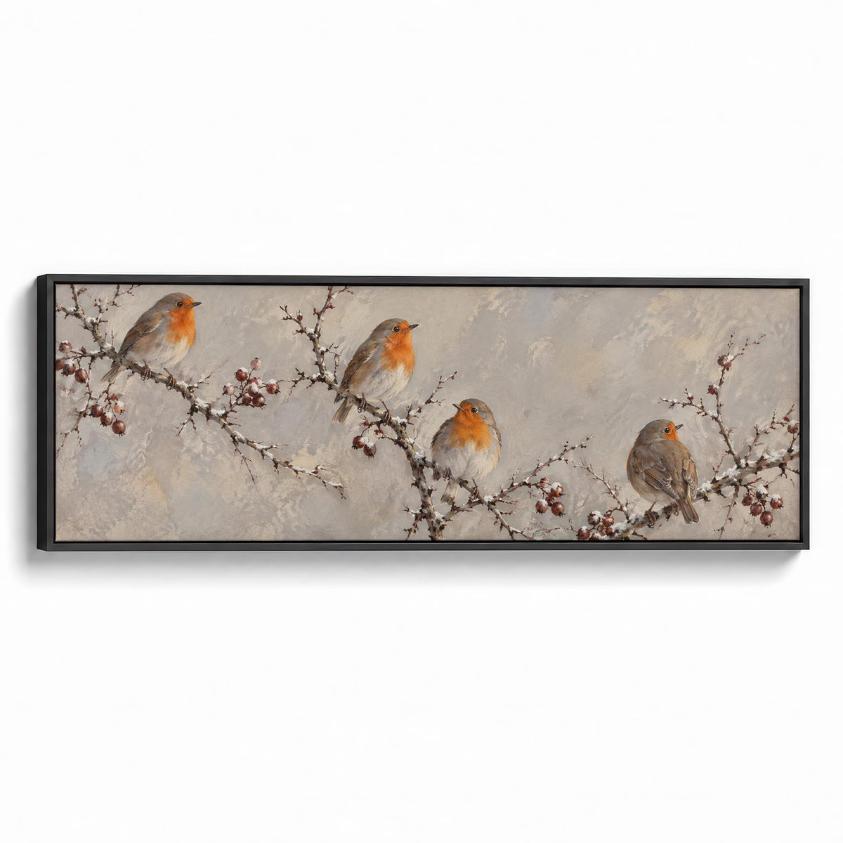 Resting Robins Canvas Print Black Wall Art - Melrose Editions