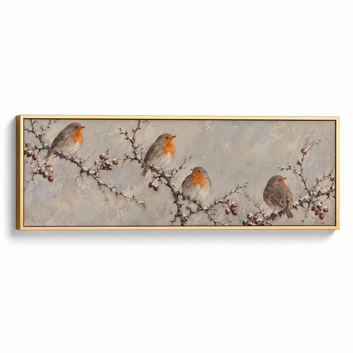 Resting Robins Canvas Print Gold Wall Art - Melrose Editions