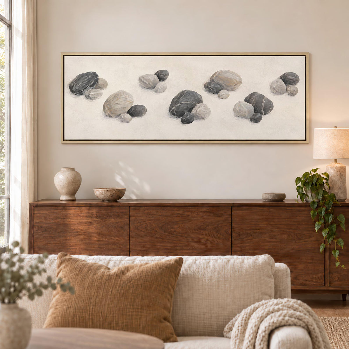 River Pebbles Canvas Print Wall Art - Melrose Editions