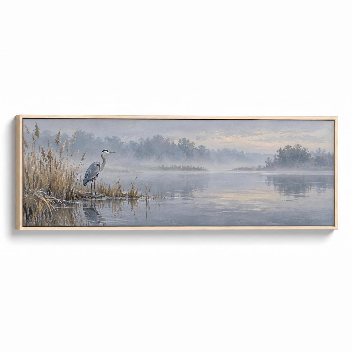 Stillwater Heron Canvas Print Natural Wall Art - Melrose Editions