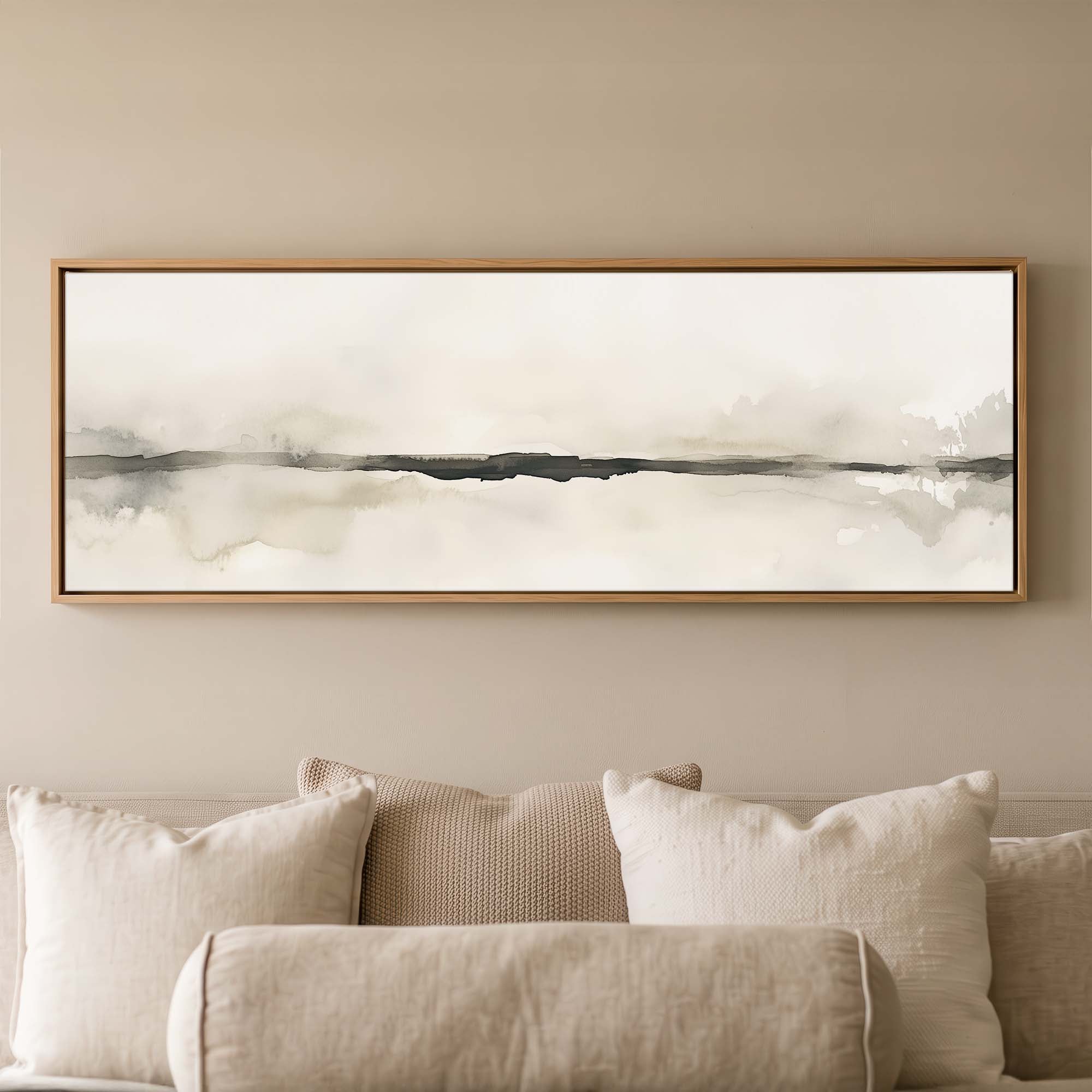 Taupe Horizon Canvas Print Medium — 12×36″ Natural Wall Art - Melrose Editions