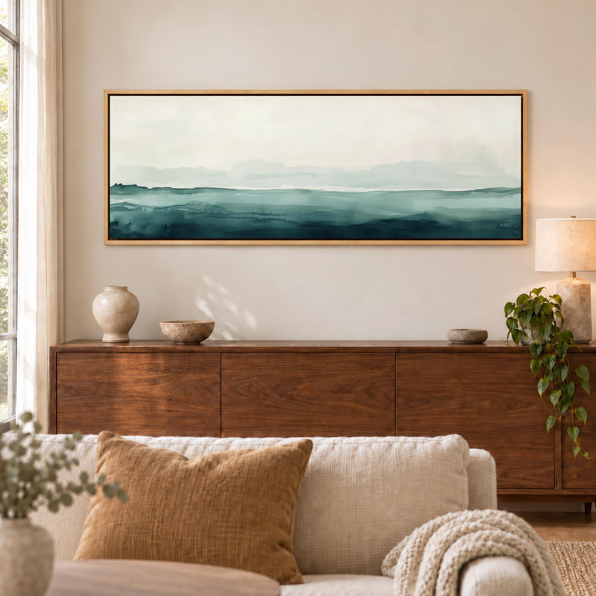 Teal Horizon Canvas Print Wall Art - Melrose Editions