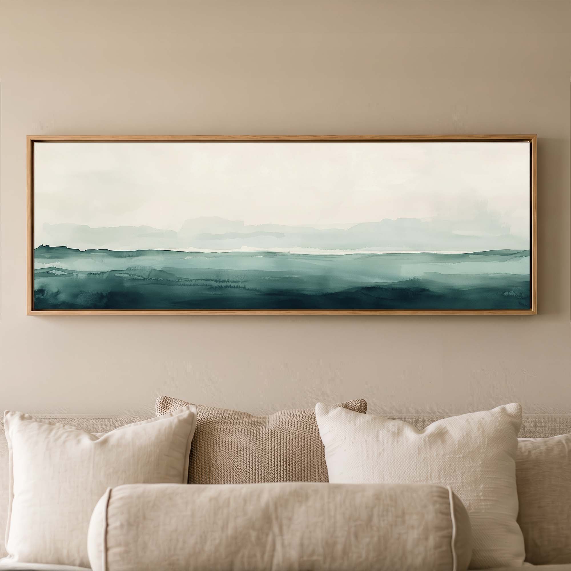 Teal Horizon Canvas Print Medium — 12×36″ Natural Wall Art - Melrose Editions