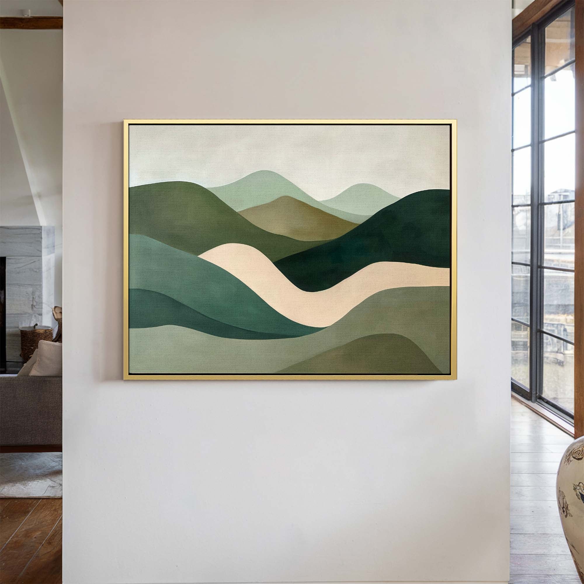 Verdant Curves Framed Canvas Wall Art - Melrose Editions