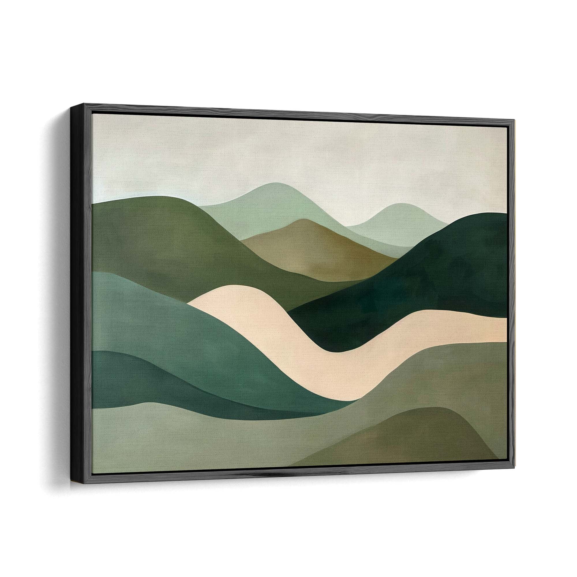 Verdant Curves Framed Canvas Black Wall Art - Melrose Editions