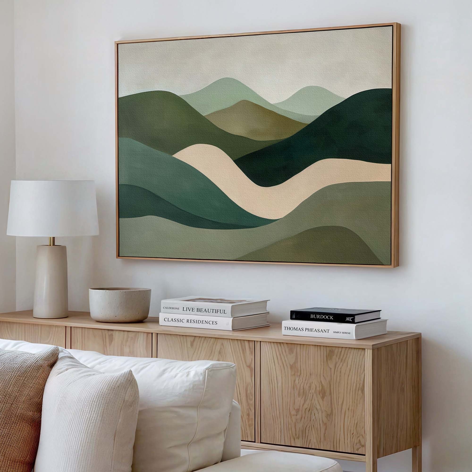 Verdant Curves Framed Canvas Wall Art - Melrose Editions