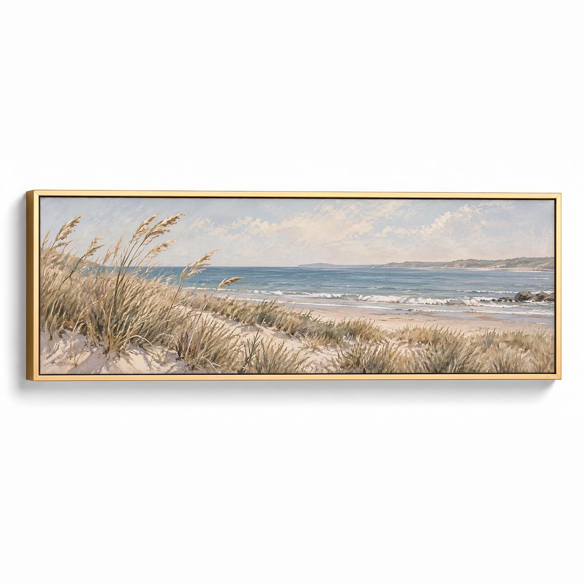 Coastal Grasses Canvas Print Gold Wall Art - Melrose Editions