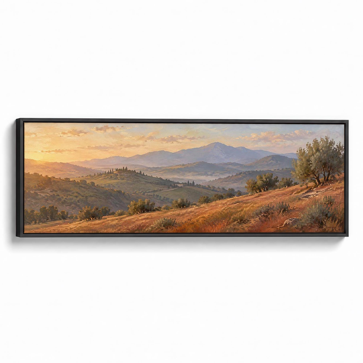 Hilltop Sunrise Canvas Print Black Wall Art - Melrose Editions