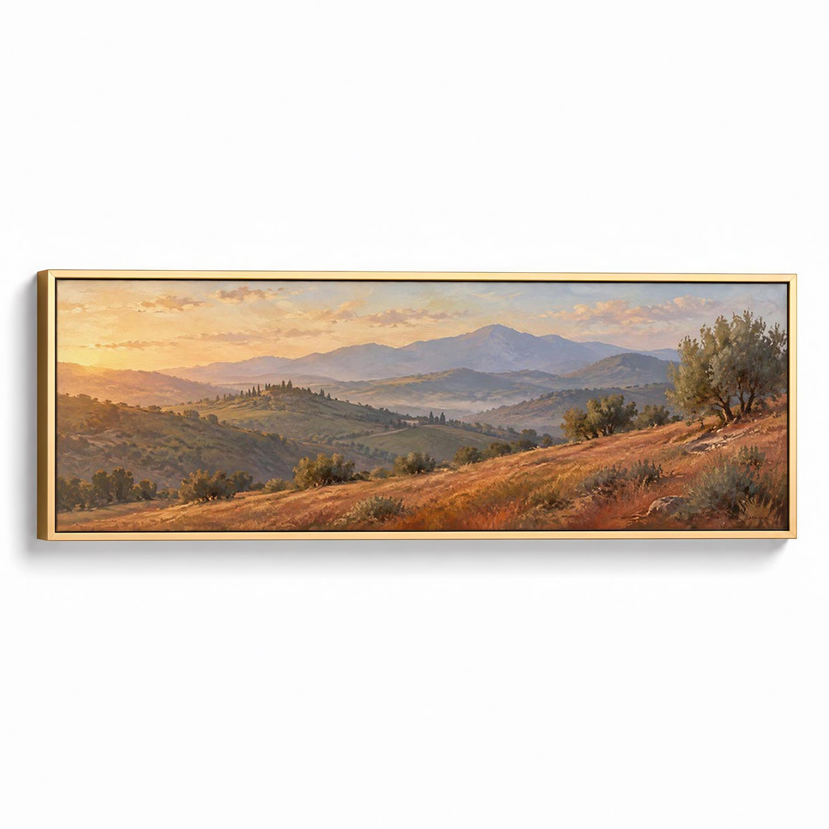 Hilltop Sunrise Canvas Print Gold Wall Art - Melrose Editions