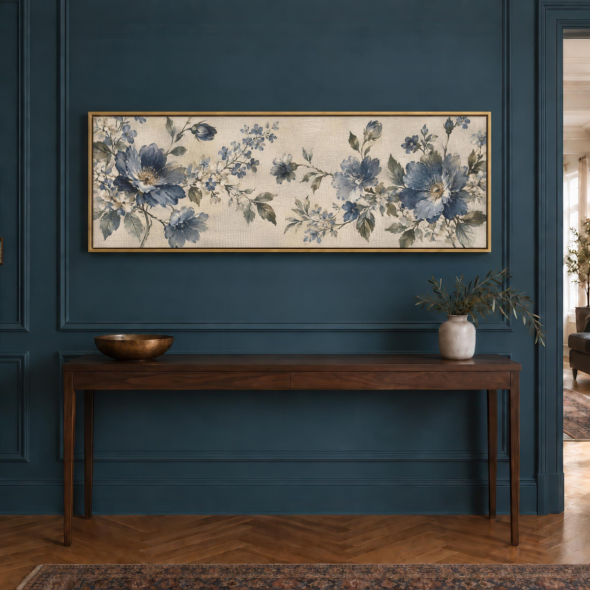 Linen Blue Canvas Print Wall Art - Melrose Editions