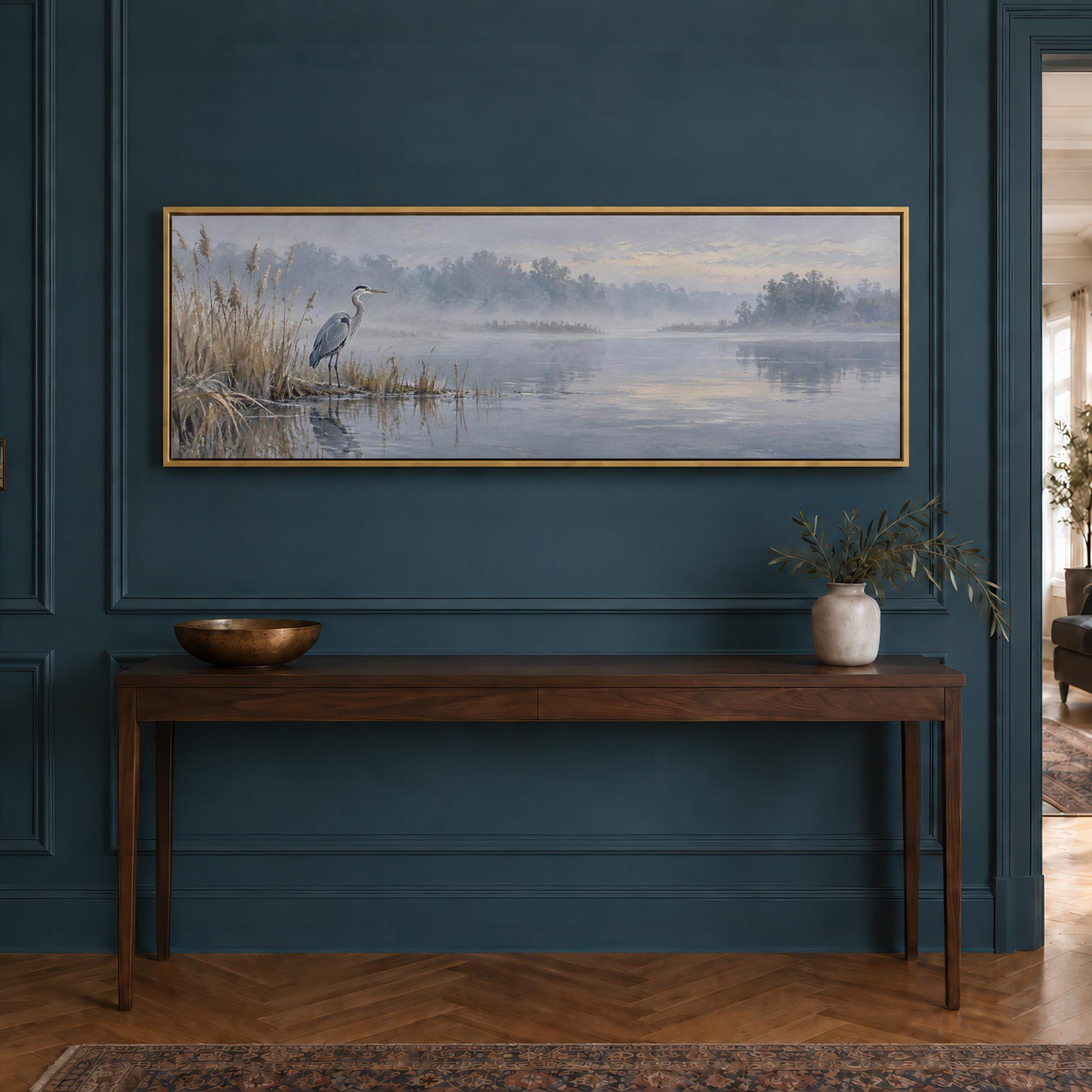 Stillwater Heron Canvas Print Wall Art - Melrose Editions